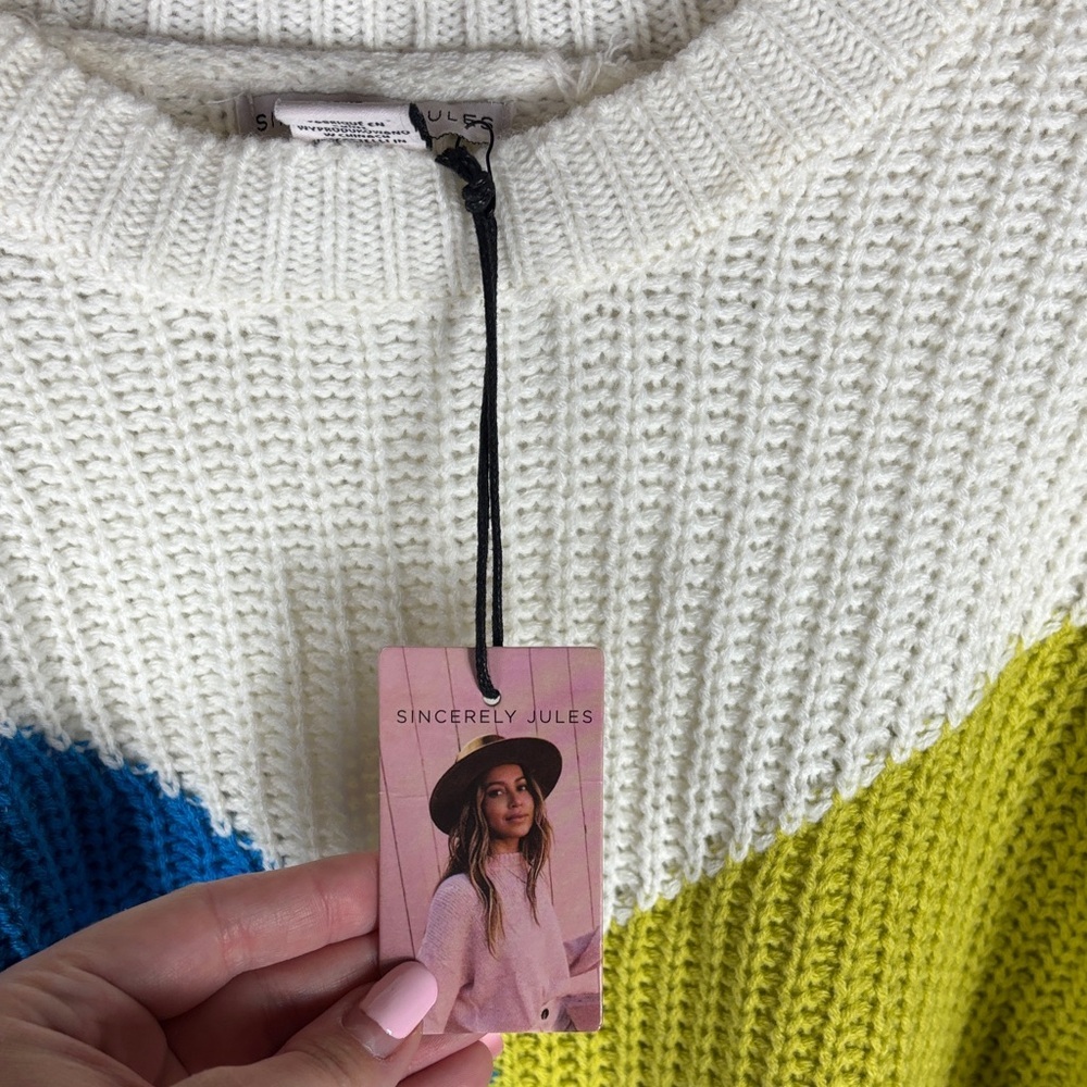 Sincerely Jules > New with Tag Color Block Cropped Sweater Medium - Picture 7 of 9